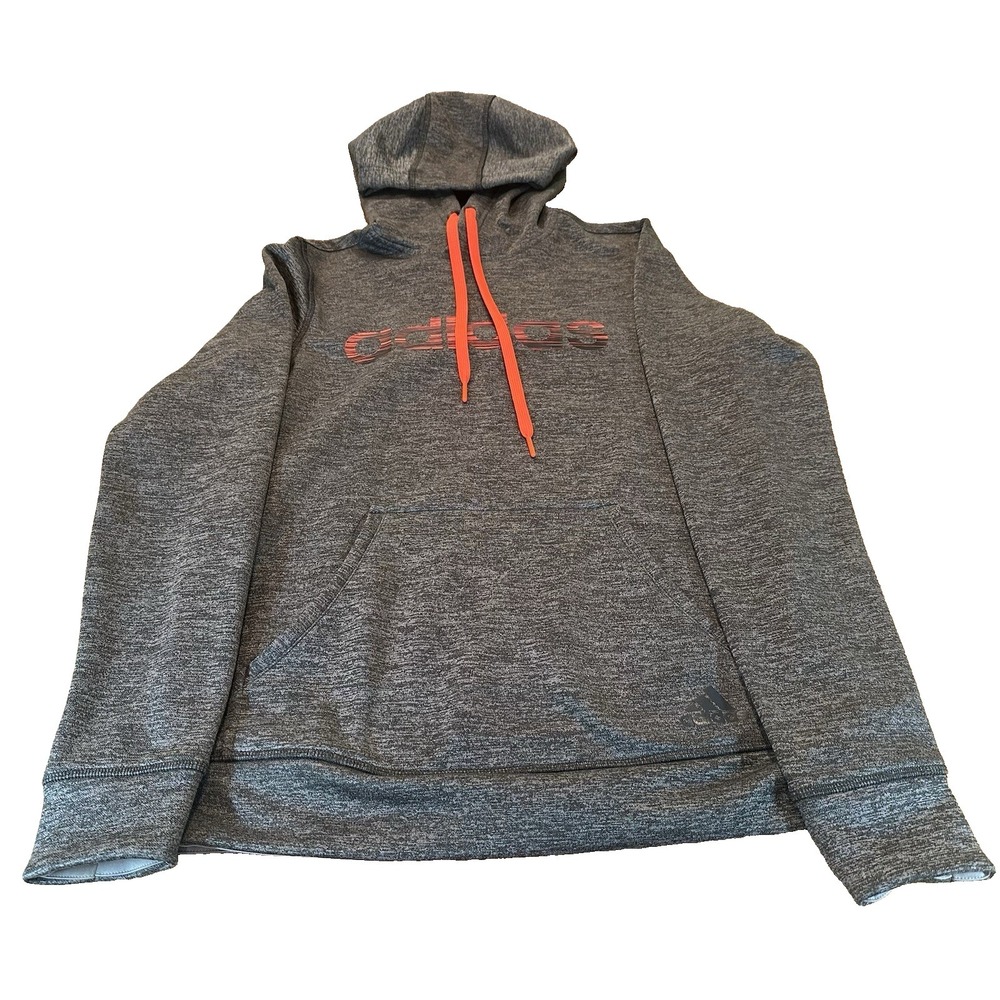 Adidas Mens Logo Gray Hoodie‎ Hooded Sweatshirt Climawarm Size XS
